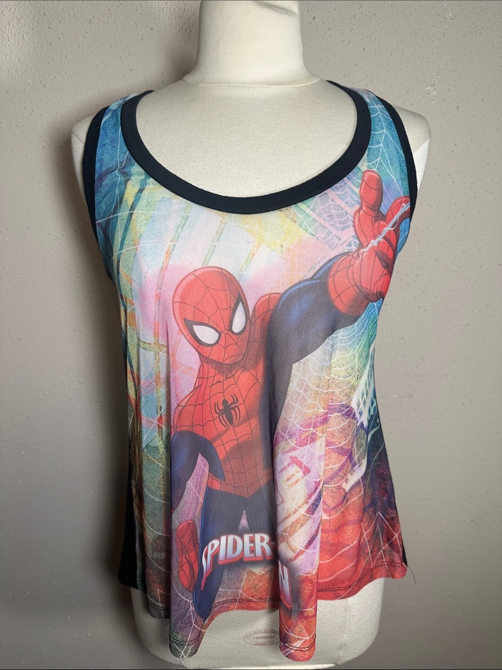 Marvel Universal Studios Spider-Man Mesh Racerback Tank Top women’s size Medium
